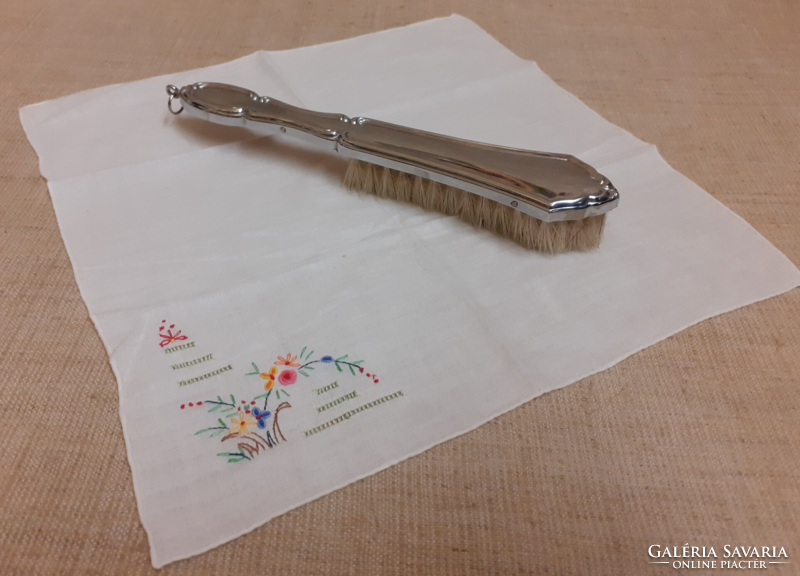 Old silver hanging clothes brush gift with small tablecloth