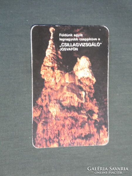 Kártyanaptár, Borsod tourist, Aggtelek, Jósvafő, csillagvizsgáló cseppkő, 1981,   (4)