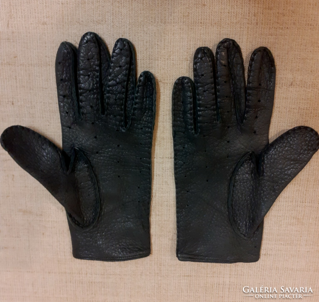 Retro black car genuine fine leather gloves