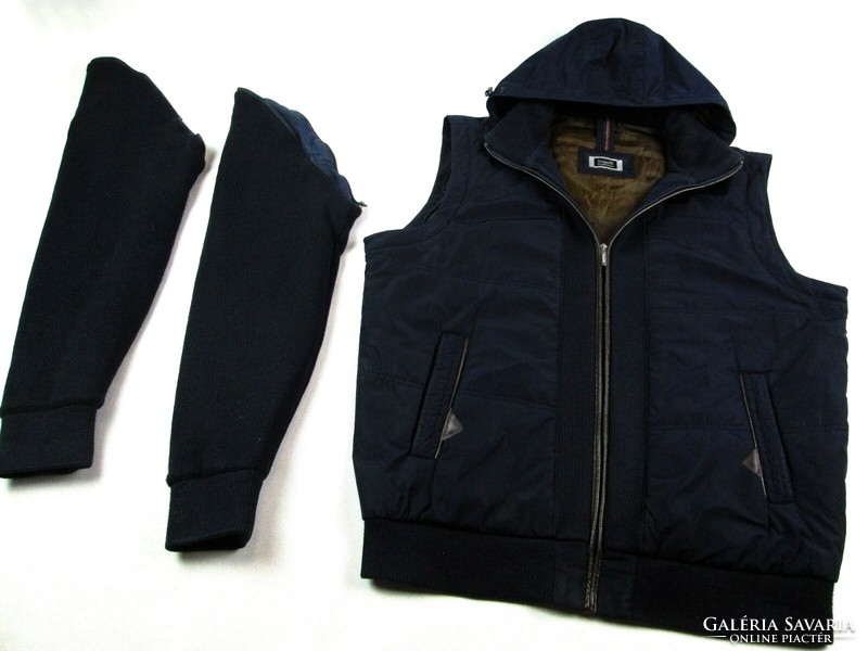 Original bugatti 2in1 (xl) men's elegant dark blue transition jacket / vest