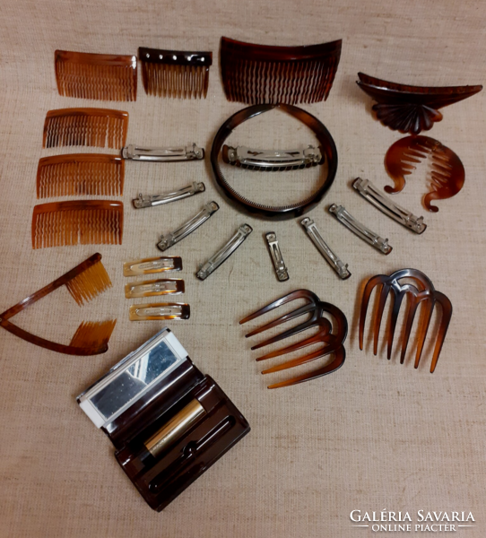 Retro amber colored French hair clips bun pins hair clip combs with piere drum set 25-pcs