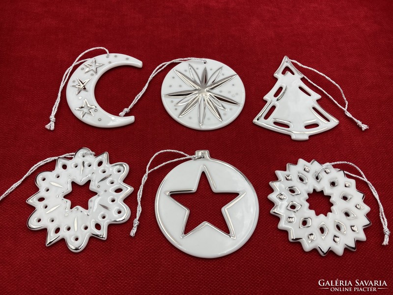 Hölóházi porcelain Christmas tree decoration set, platinum