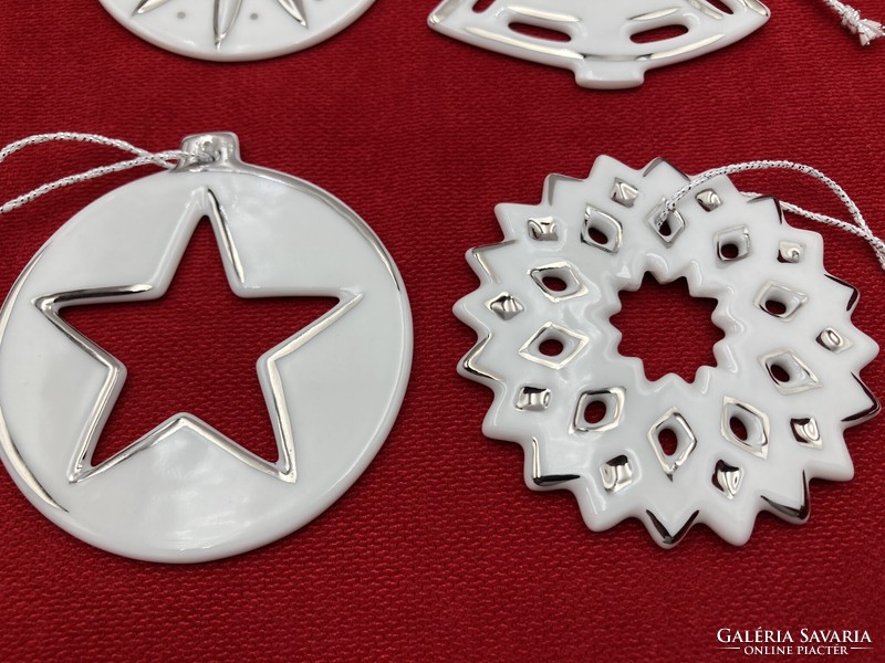 Hölóházi porcelain Christmas tree decoration set, platinum