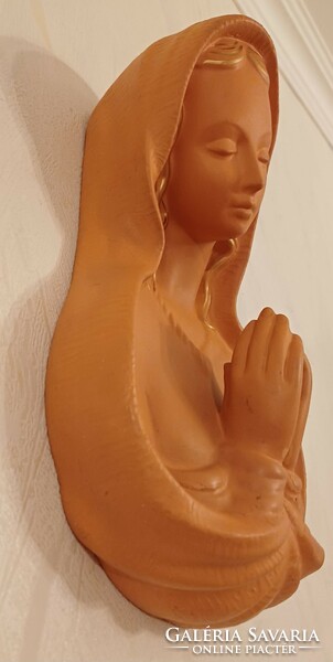 Beautiful wall ceramic Mária statue, collectible as well as homely art deco