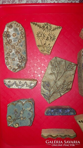 I discounted it! Antique blue-painted printing wood 16 pieces from the early 1900s