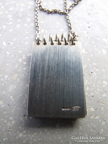 Necklace, silver notebook pendant (231126)