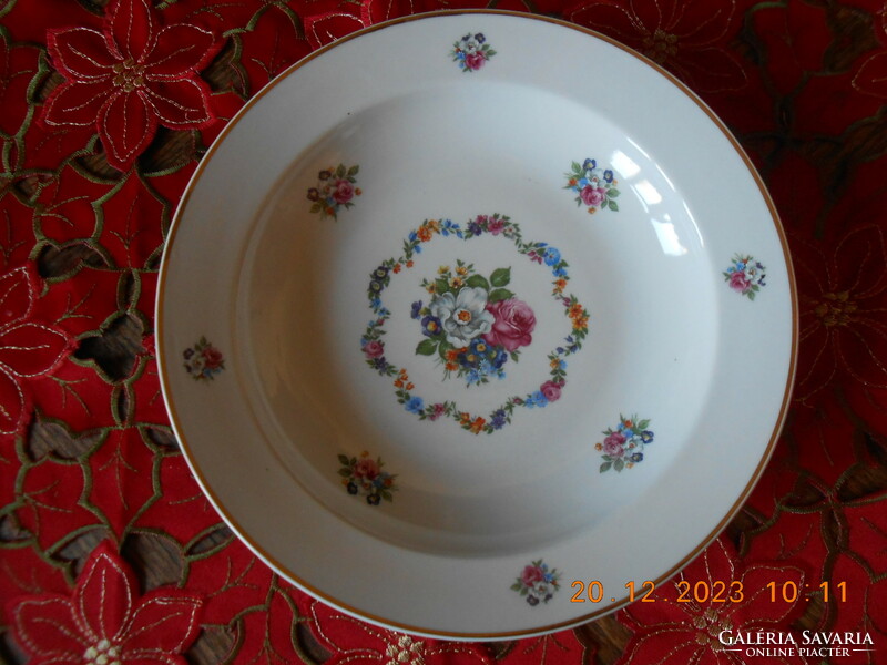 Zsolnay flower patterned deep plate