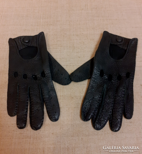 Retro black car genuine fine leather gloves