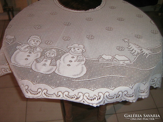 Cute winter picture Christmas tree sole cover lace tablecloth