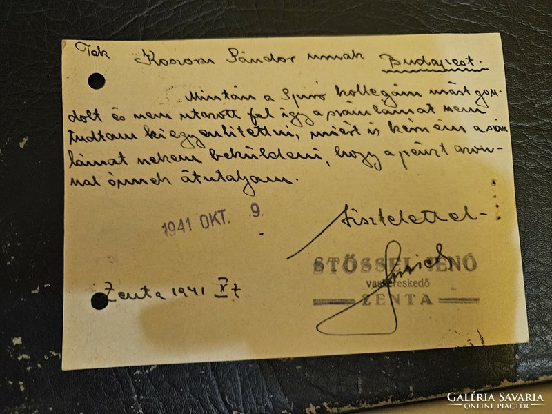 1941-es 10 fillér+2 Fillér díjjegyes levelezőlap ZENTA