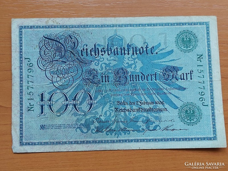 German Empire 100 Marks 1908 157.... Green stamp