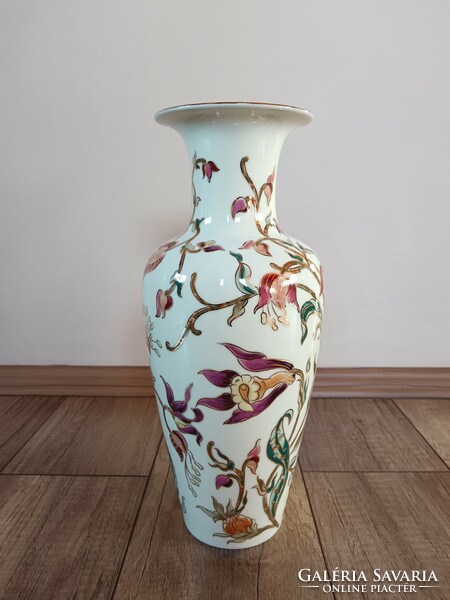 Zsolnay large porcelain vase with orchid pattern