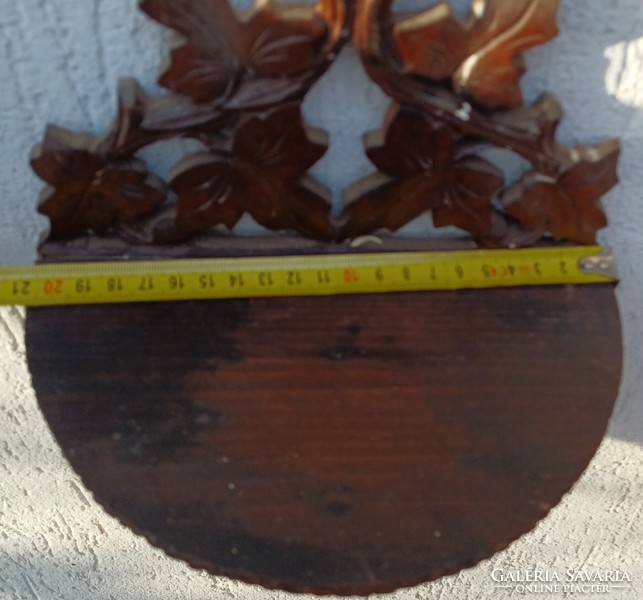 Antique carved wall shelf pedestal, flower holder, clock holder. Handmade