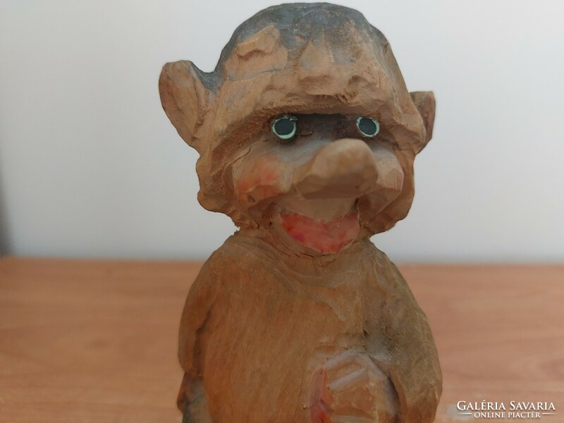 Cute little wooden statue goblin approx. 13.5 cm