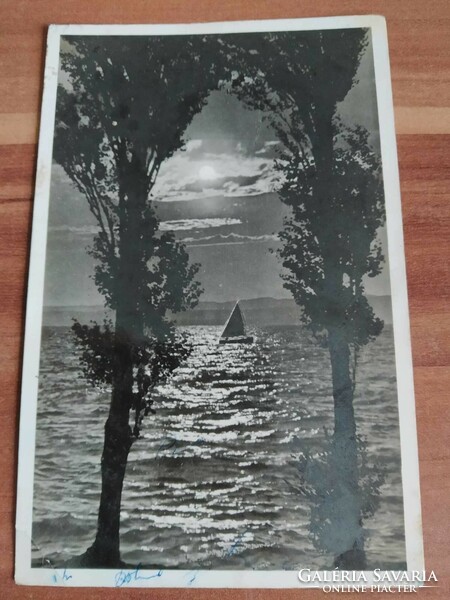 Balaton, moonlit case, ship, monostory György edition, from 1940