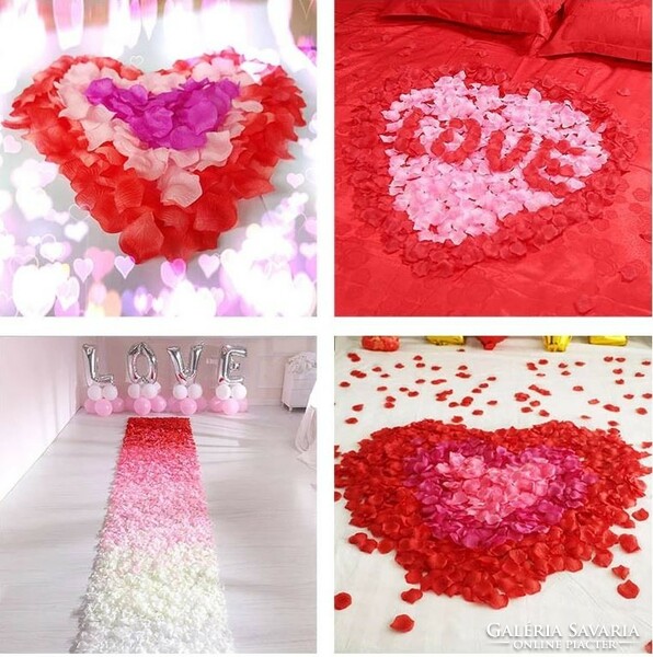 Packs of 100 textile flower petals, rose petals and petals in red