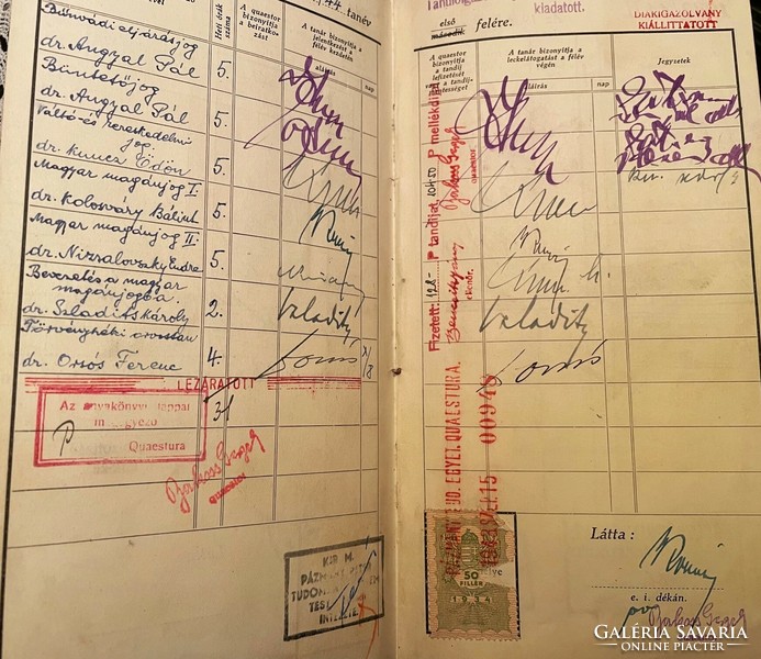 Leckekönyv 1940-es évek – a magyar jogi irodalom klasszikusainak aláírásaival