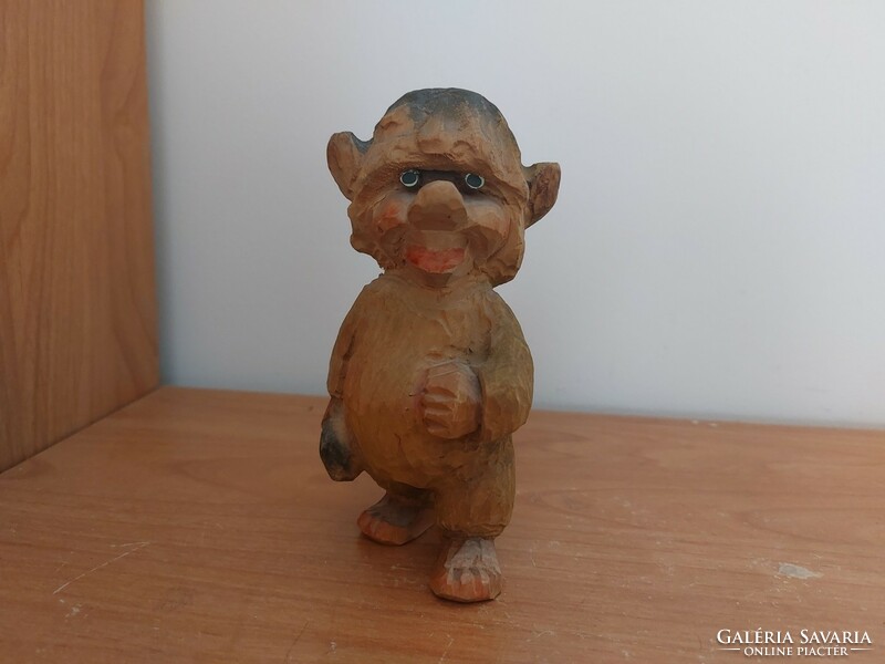 Cute little wooden statue goblin approx. 13.5 cm