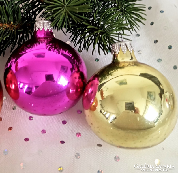 Sopron glass colored sphere Christmas tree decoration 2 pcs together 6.5-7cm