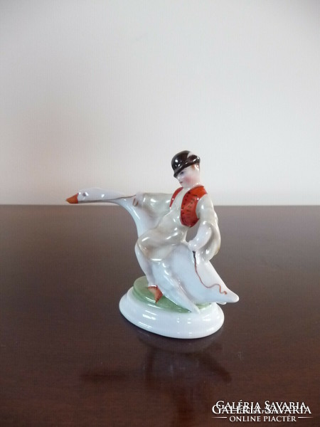 Antik Herendi Ludas Matyi porcelán figura