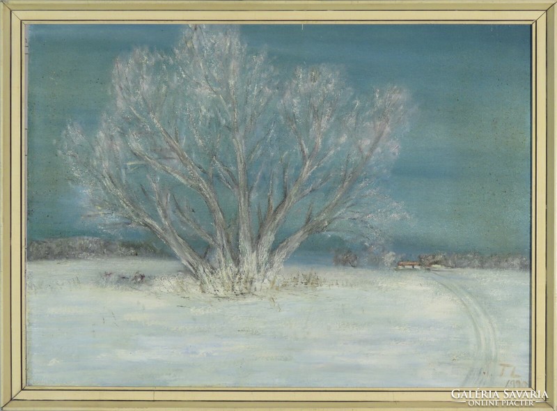 Hungarian artist with Tl mark: willow tree in winter 1990