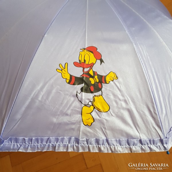 Új, Disney Donald kacsa mintás fodros félautomata gyerek esernyő síppal