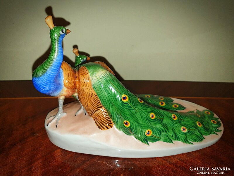 Immaculate Herend peacock couple figurines