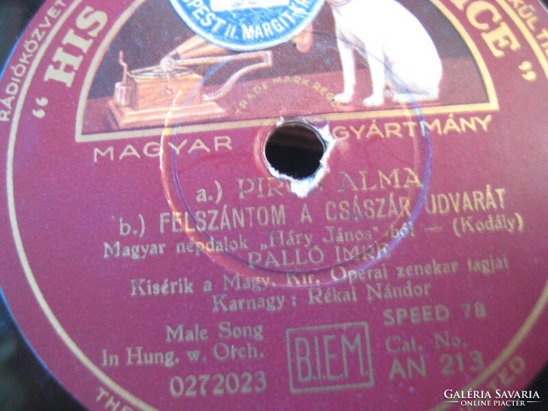 Gramophone record hig masters voice, recruiter and I plow the emperor's yard, with pallo's imre
