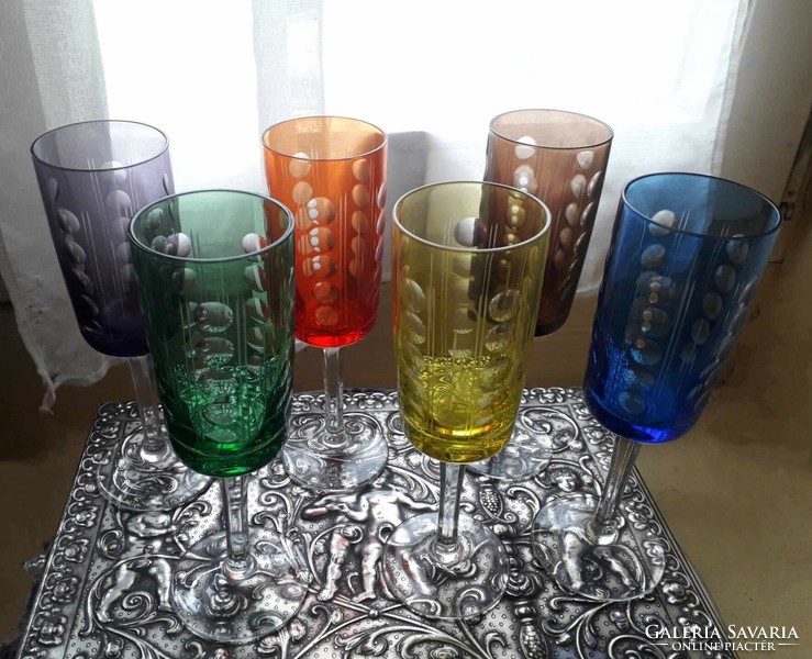 6 Pcs. Colored glass cup.