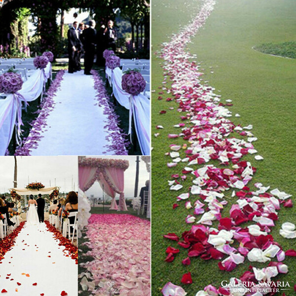 Packs of 100 textile flower petals, rose petals, petals in green-pink color