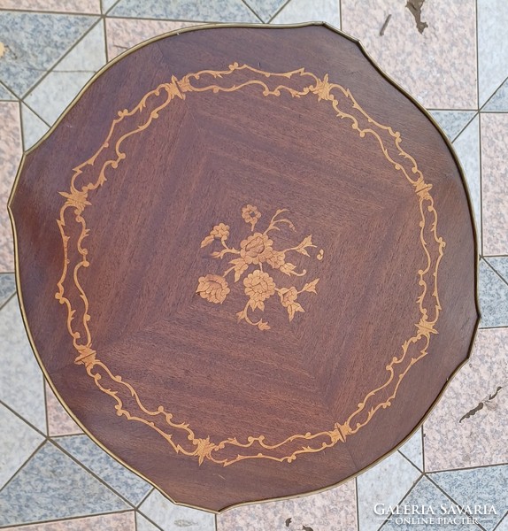 Living room table, pedestal table, coffee table, neo rococo inlaid copper table