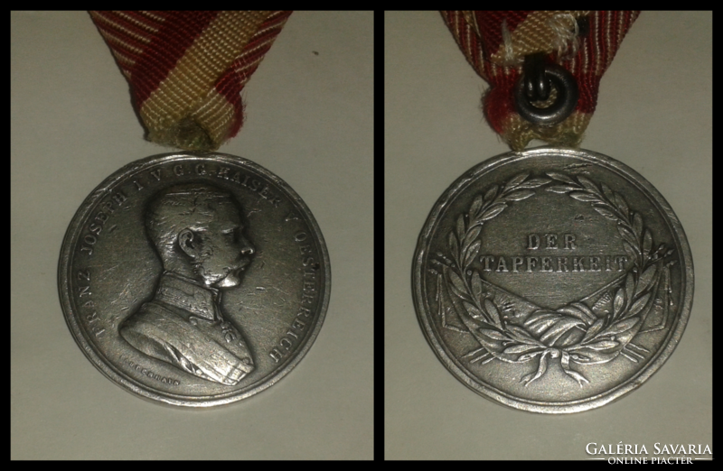 József Ferenc - silver valor medal, der tapferkeit, with matching ribbon (damaged)