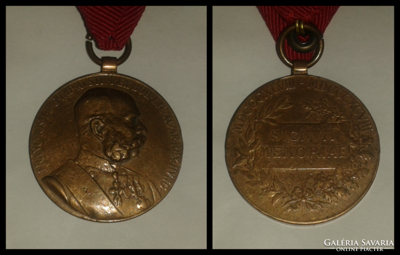 József Ferenc bronze jubilee war award ( signum memoriae ) with a matching war ribbon