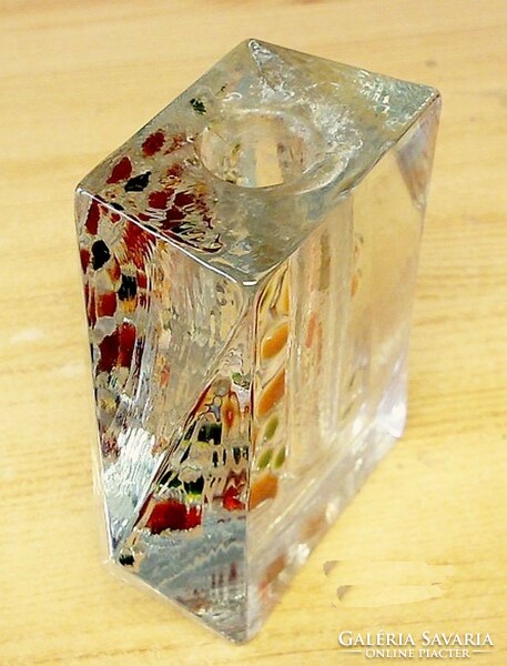 Molded glass candle holder with relief matyó pattern, walther glass German craftsmanship