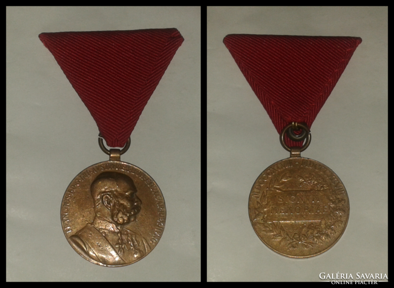 József Ferenc bronze jubilee war award ( signum memoriae ) with a matching war ribbon
