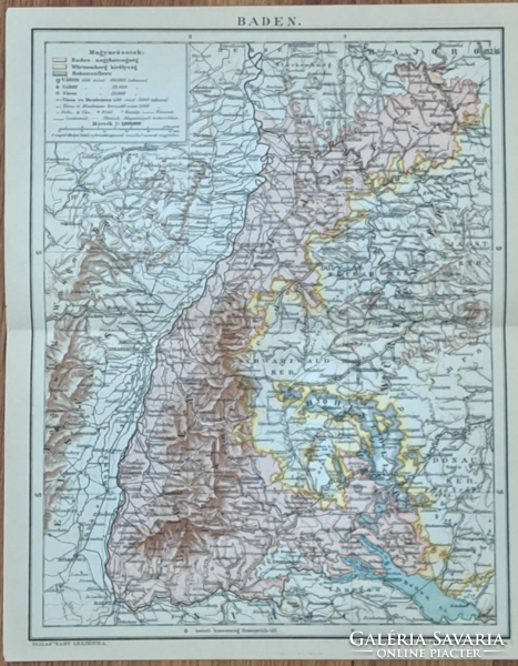 "Baden térképe" cca 1900  A Pallas Nagylexikon térkép melléklete