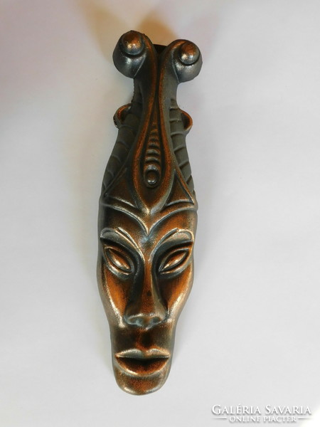 Bronz fali maszk - afrikai törzsi fej 28.5 cm