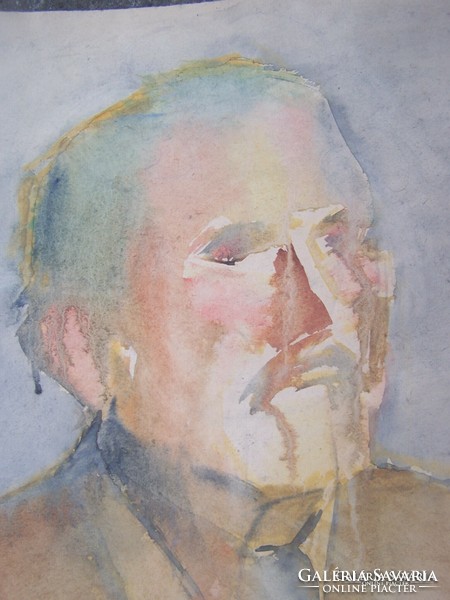 Magyar festő XX. század eleje: Férfi portré  akvarell, papír, 61 x 43 cm. Jelzés nélkül. Kvalitásos