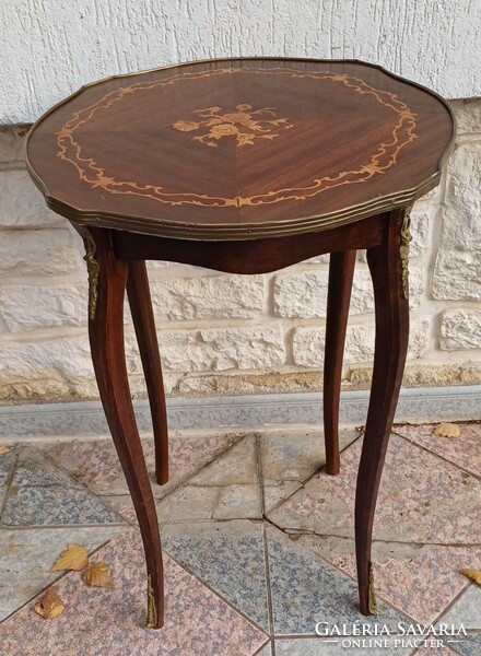 Living room table, pedestal table, coffee table, neo rococo inlaid copper table