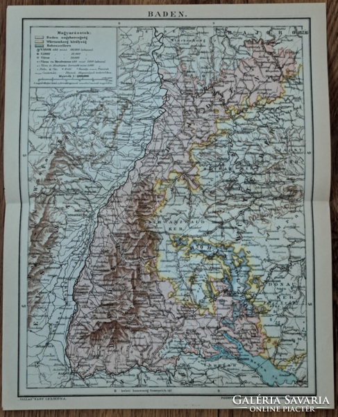 "Baden térképe" cca 1900  A Pallas Nagylexikon térkép melléklete