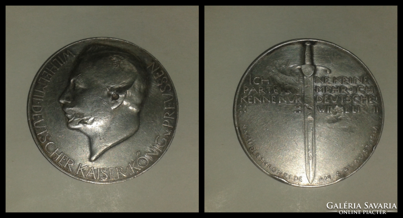 Wilhelm II Deutscher Kaiser - König v. Preussen 1914 emlék ezüst érme