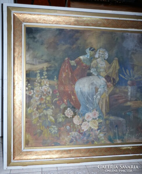 160x280 cm. Darilek Henrik festmény /  Szecessziós.