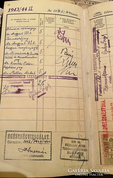 Textbook 1940s - with the signatures of the classics of Hungarian legal literature