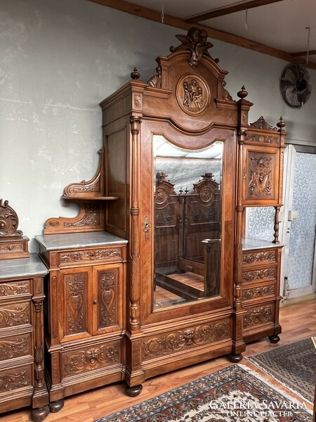 Complete 8-piece antique 200-year-old angel bedroom set with cradle - from Florence