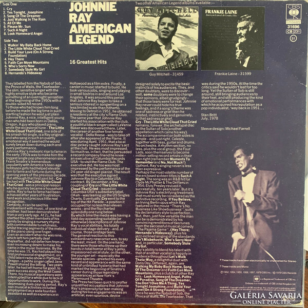 Johnnie Ray - American Legend (LP, Comp, Mono)