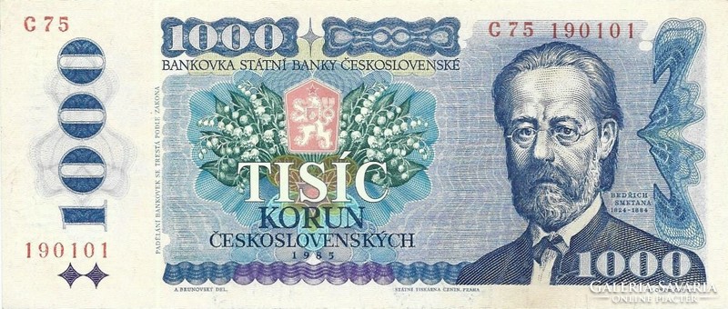 1000 korun korona 1985 Csehszlovákia 3. Gyönyörű