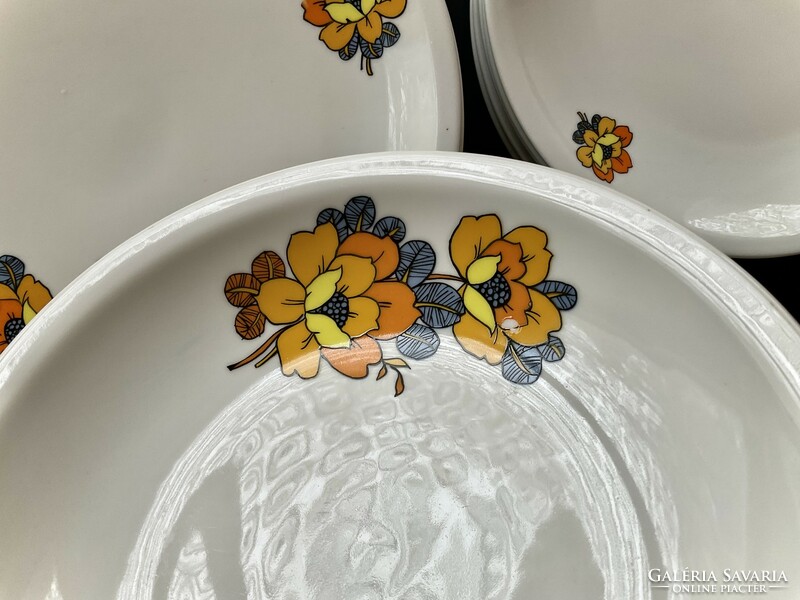 Alföldi vitrin sárga virágos tányérsor 17 db Bella tányér
