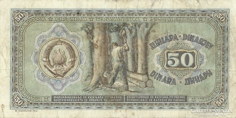 50 dinár 1946 Jugoszlávia