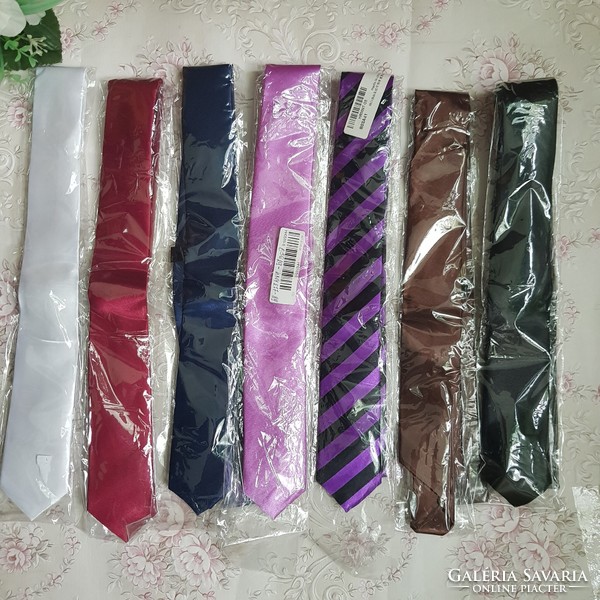 New, thinned purple-black striped satin tie