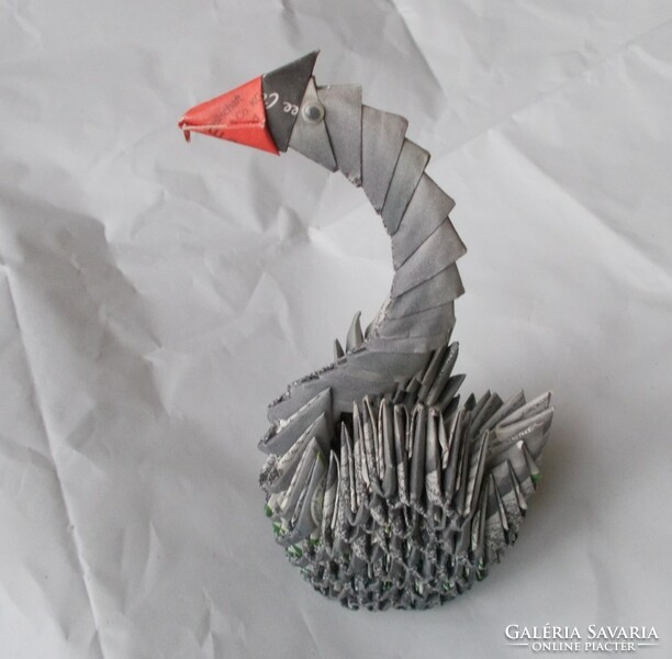 Origami bird, folded paper swan